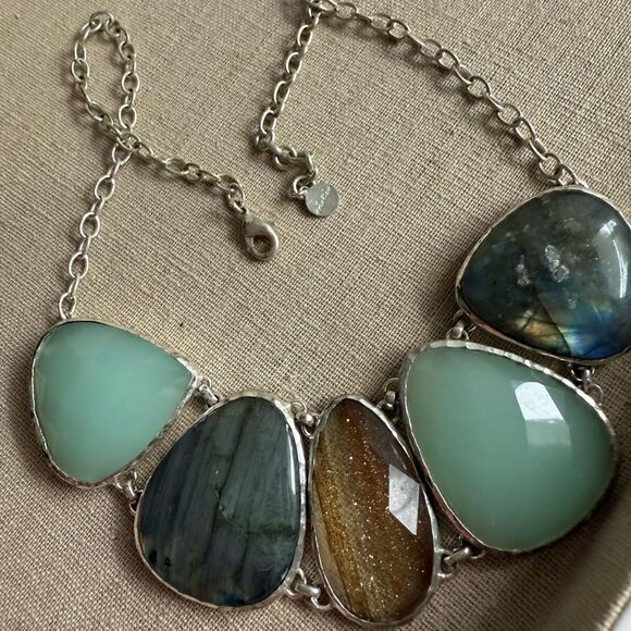 Stella &โDot Statement Necklace Semi-Precious Stones Bold Gem Design - Picture 4 of 17